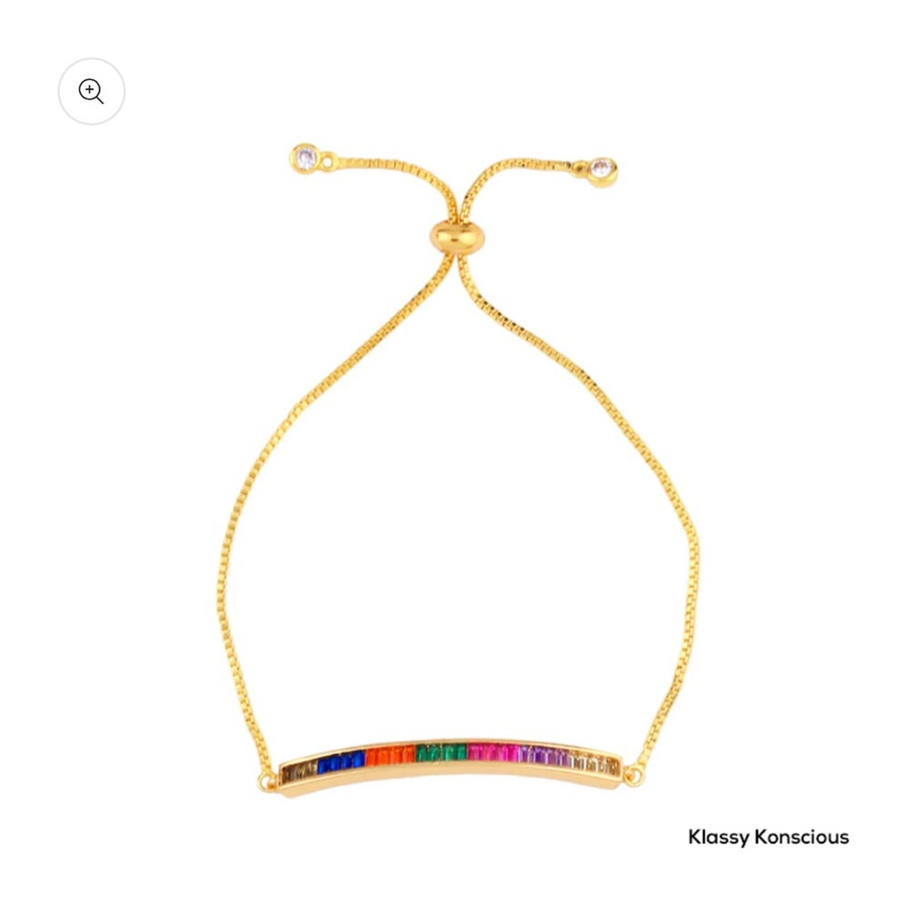 Multi-Colored Gold Bar Bracelet “Powerful”